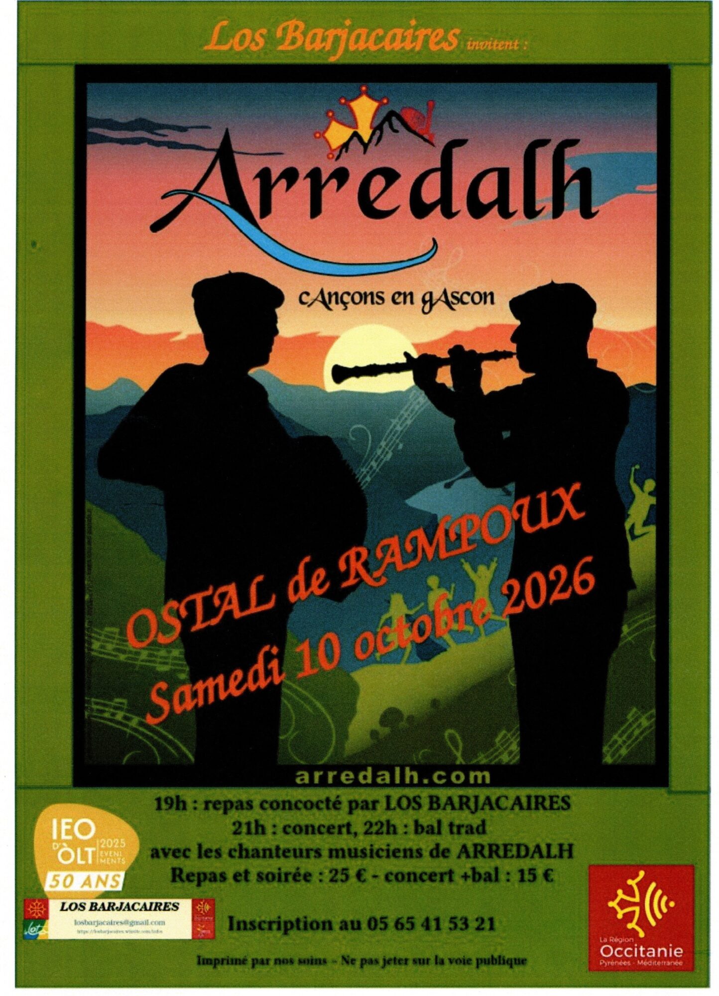 Concèrt d&rsquo;Arredalh lo 10 d&rsquo;octobre a Rampós